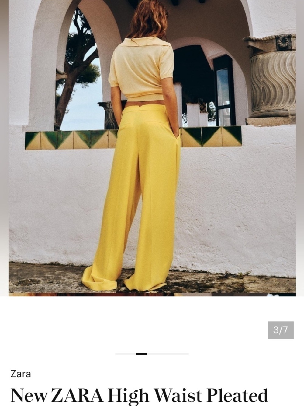 Zara Wide-Leg Pants Gold Yellow Mustard Bloggers Relaxed Fit XS NWT - Picture 3 of 15